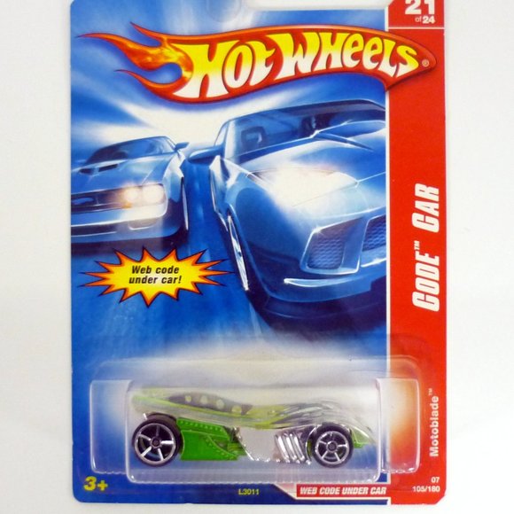 Hot Wheels Motoblade #105/180 Code Car 21 of 24 Clear & Green Die-Cast Car 2007 - Picture 1 of 1